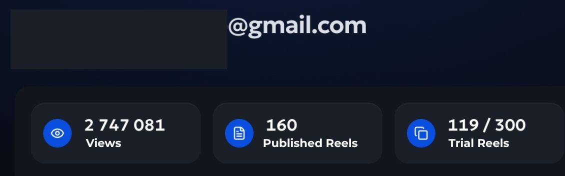 Scale Post user stats: 2,747,081 views, 160 published Reels